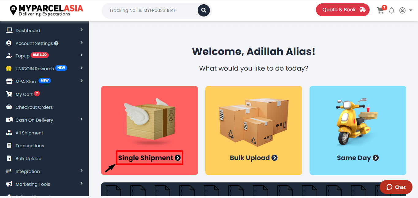 Create domestic delivery step-1