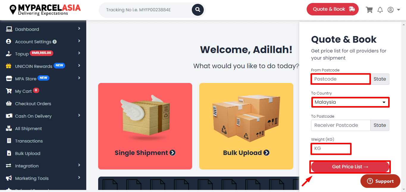 Create international delivery step-3