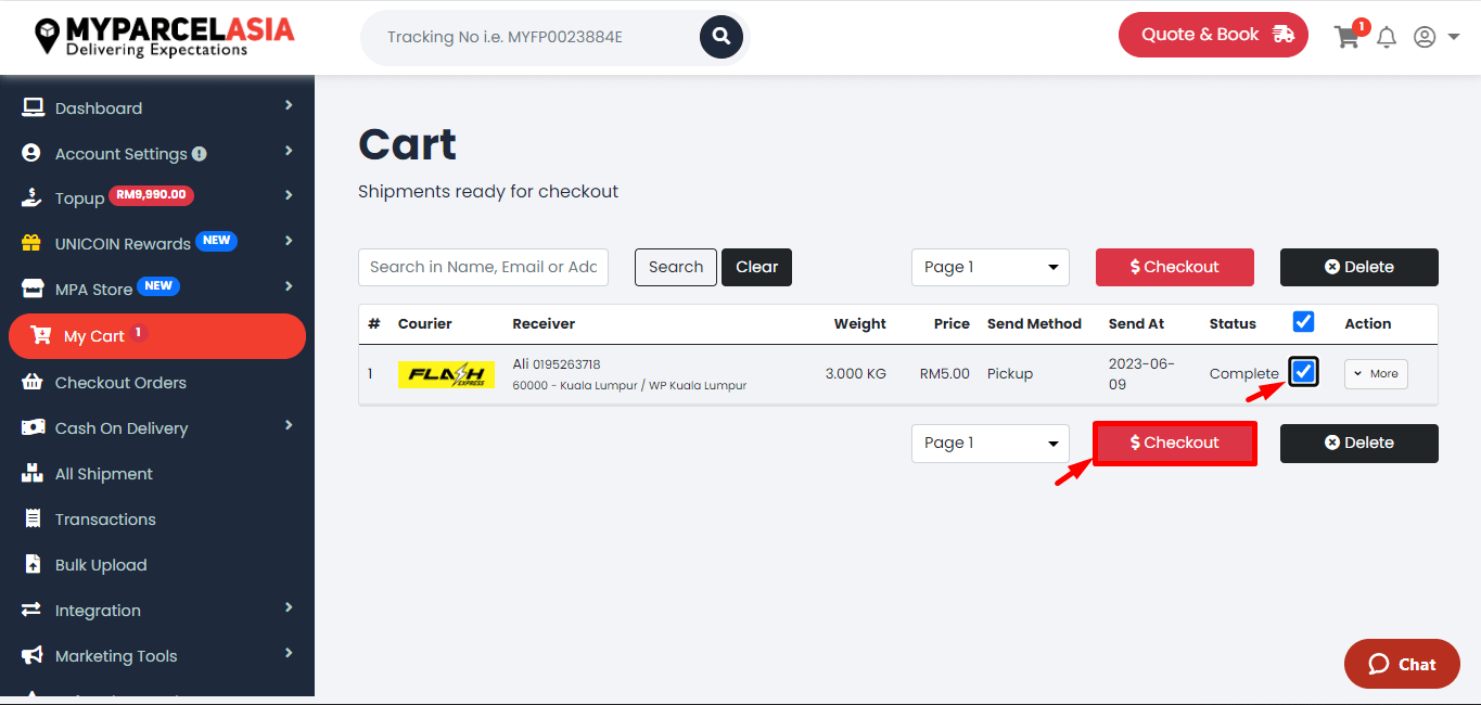 Create domestic delivery step-7