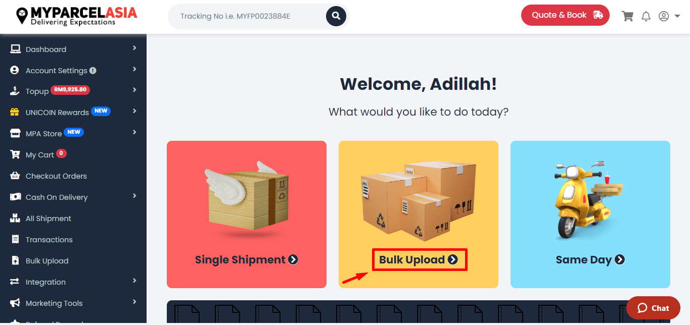 How to create bulk shiment step-2