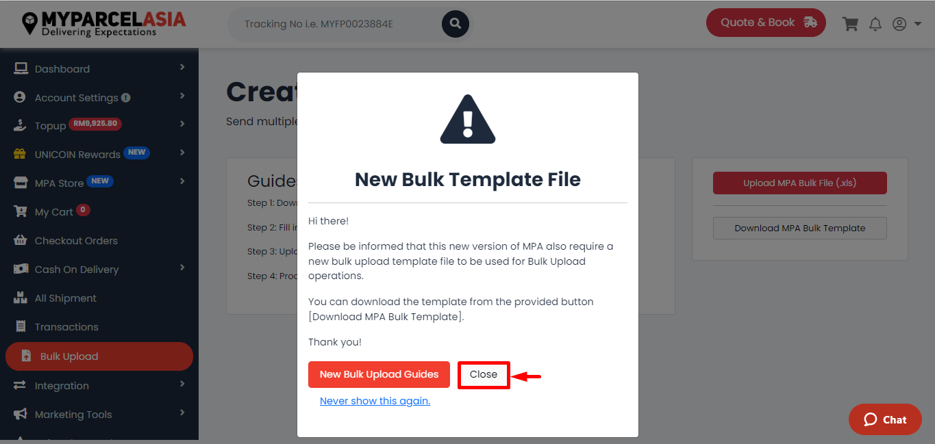 How to create bulk shiment step-3
