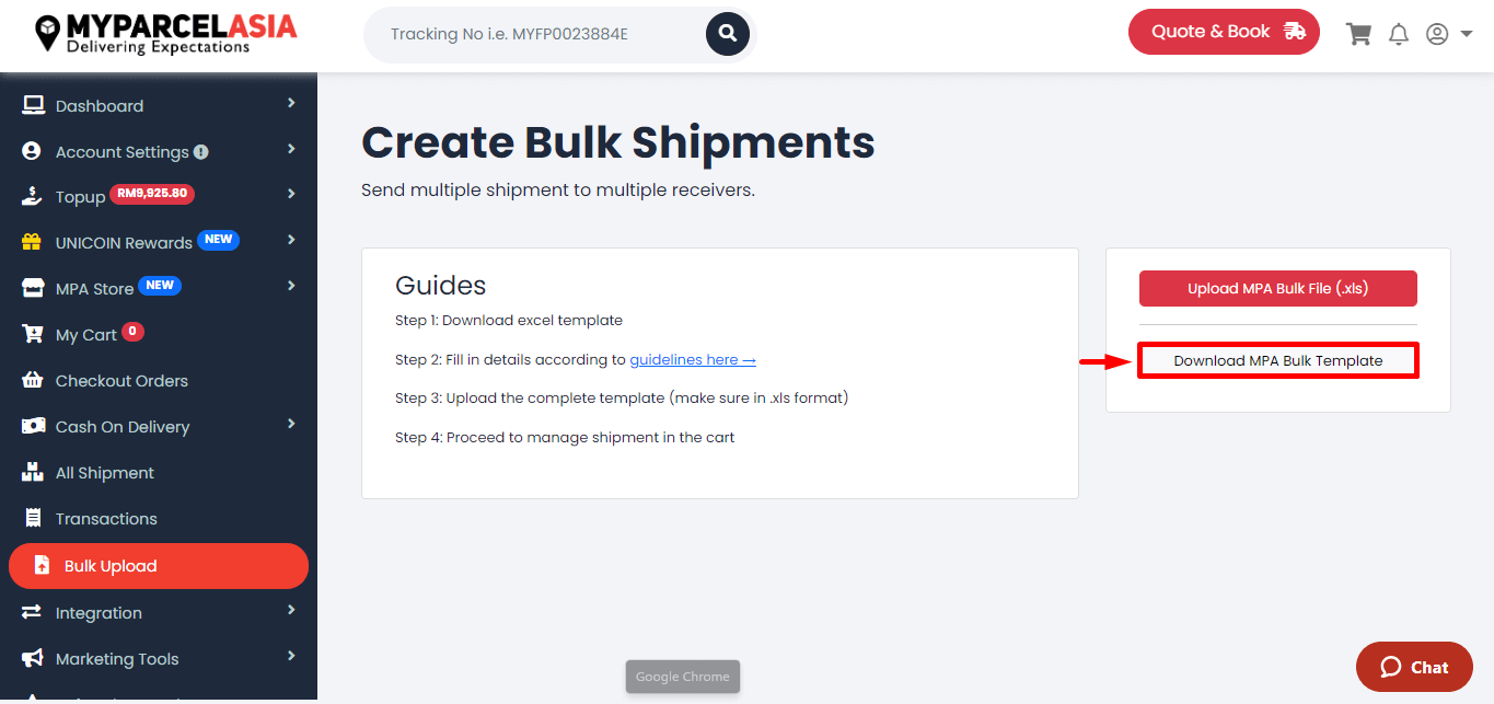 How to create bulk shiment step-4