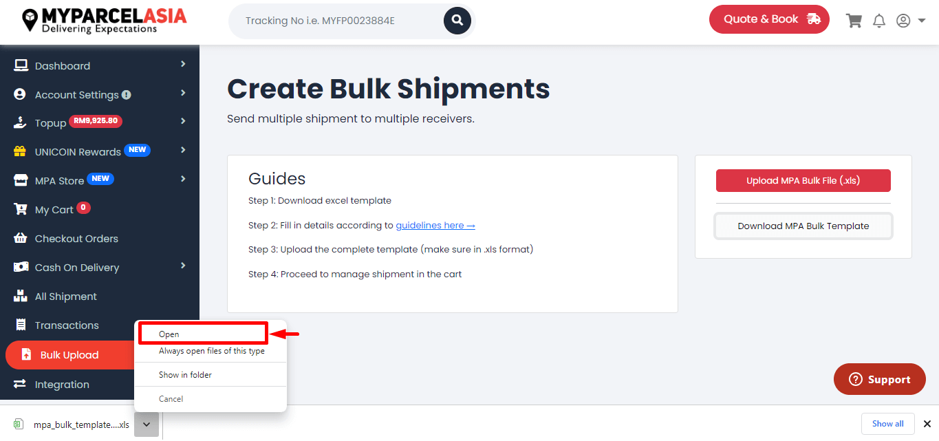 How to create bulk shiment step-5