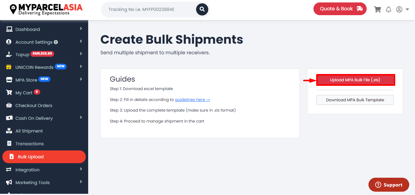 How to create bulk shiment step-7