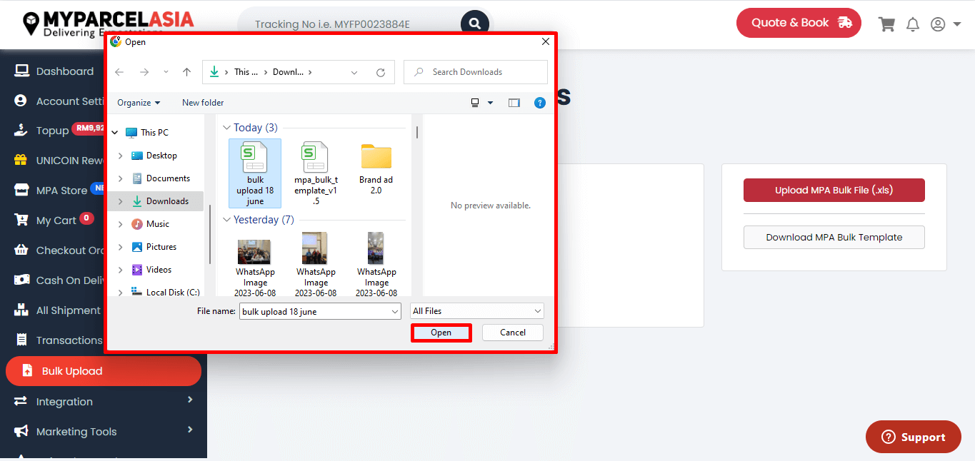 How to create bulk shiment step-8
