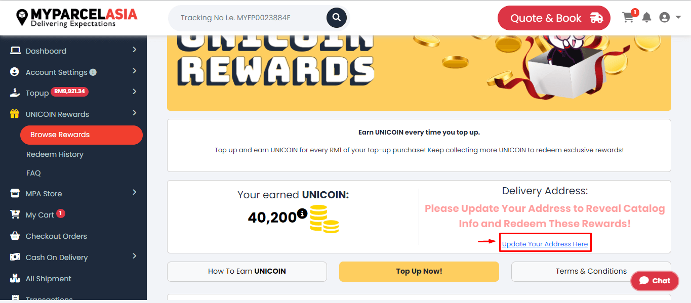 4th step to redeem UNICOIN